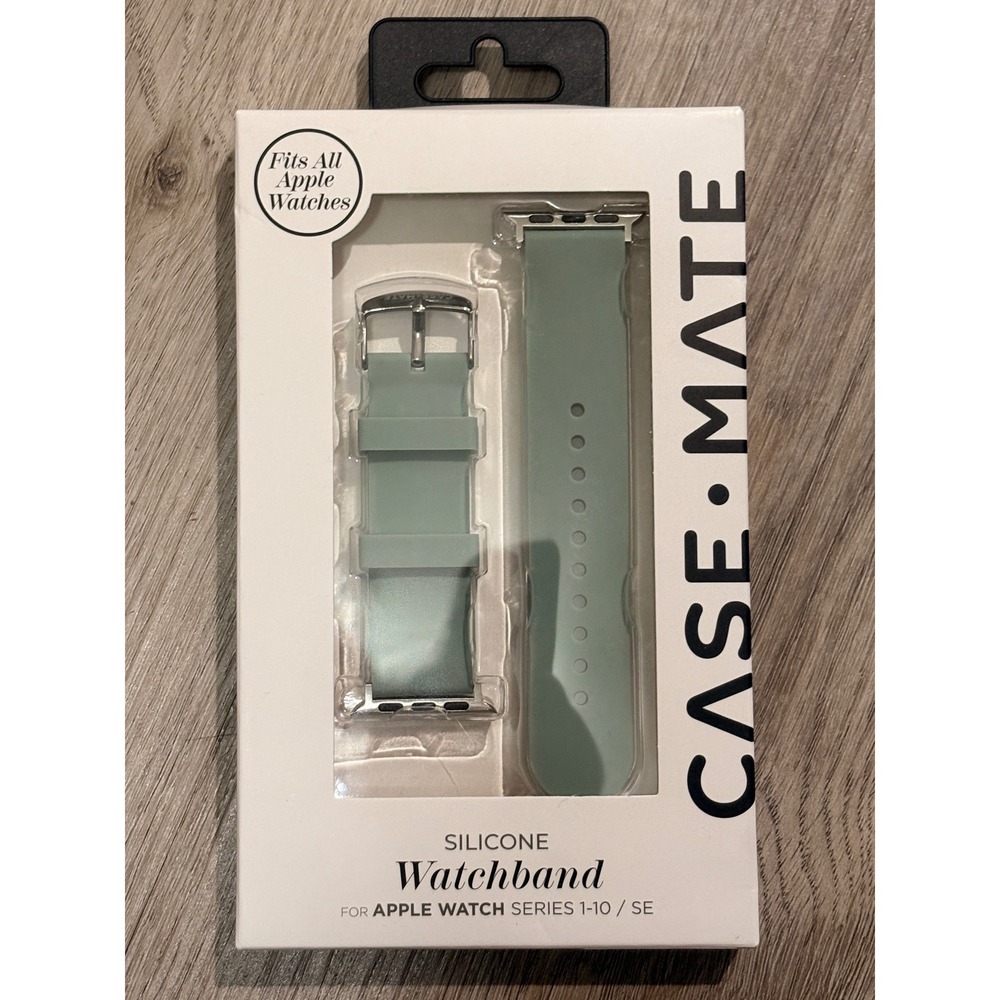 Case-Mate Sage Green Silicone Watchband for Apple Watch Series 1-10 SE All Sizes